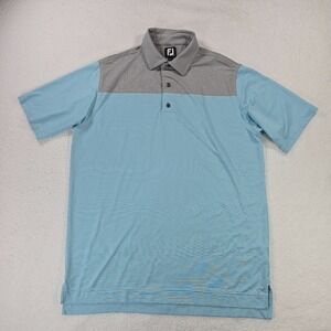 FootJoy Golf Polo Shirt Mens L Blue Gray Stretch Performance Athletic Summer